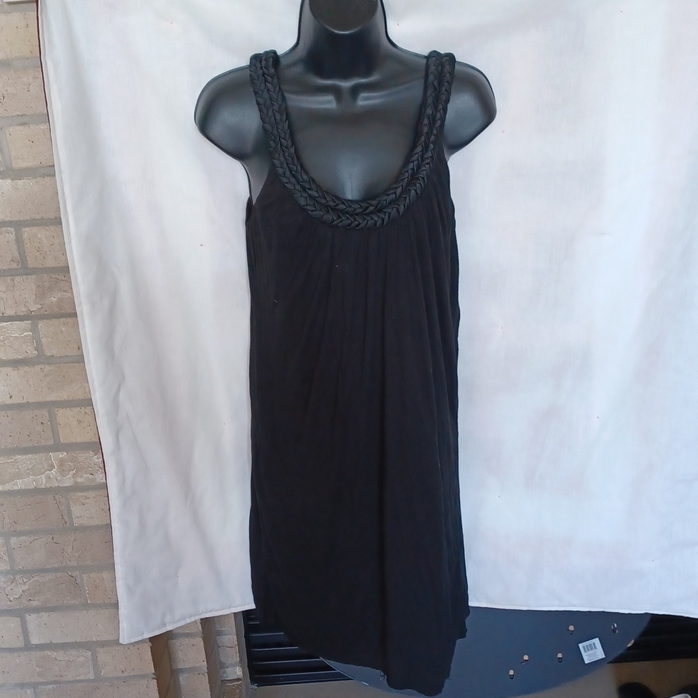 Beautiful Midi LBD Dress by Maddy m, black, stretchy,  braided neckline,  NWT